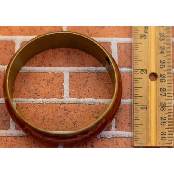 7 inch, Vintage Ornamental Artistry Red & Gold Tone Bangle - WX9 - Picture 3 of 3